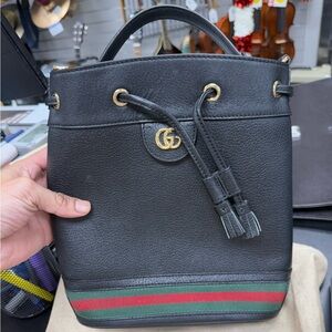 GUCCI Ophidia Small Bucket Bag calfskin purse shoulder tote handbag black